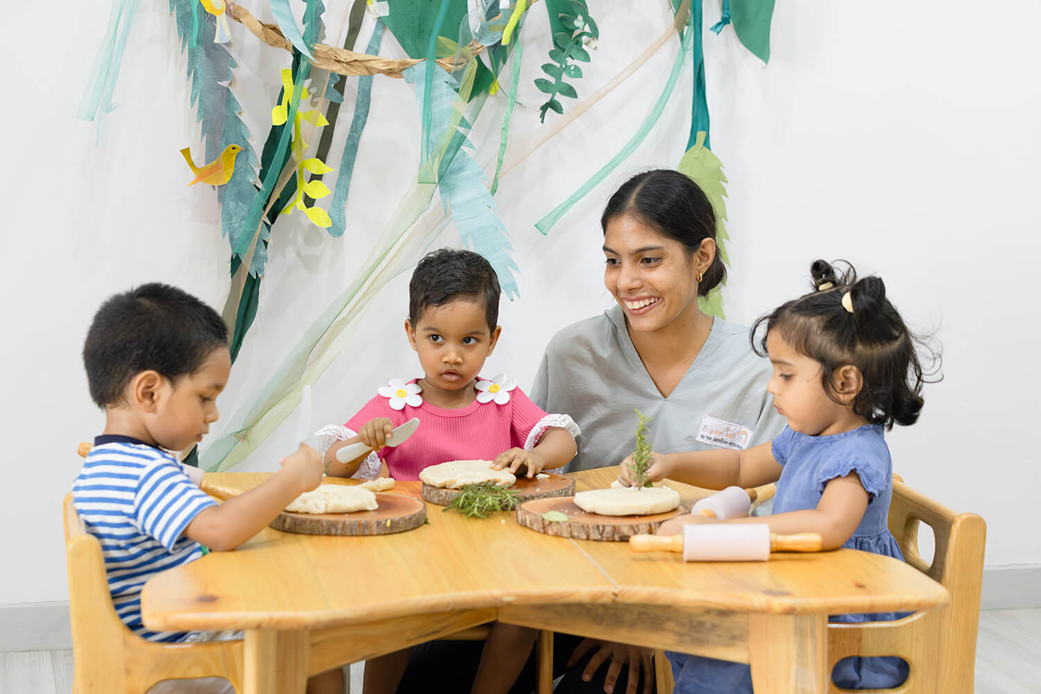 Educator with children during EduPlay learning at The American Preschool, Colombo